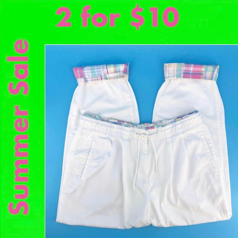 Izod white crop plaid pants 90s 1990s vintage
